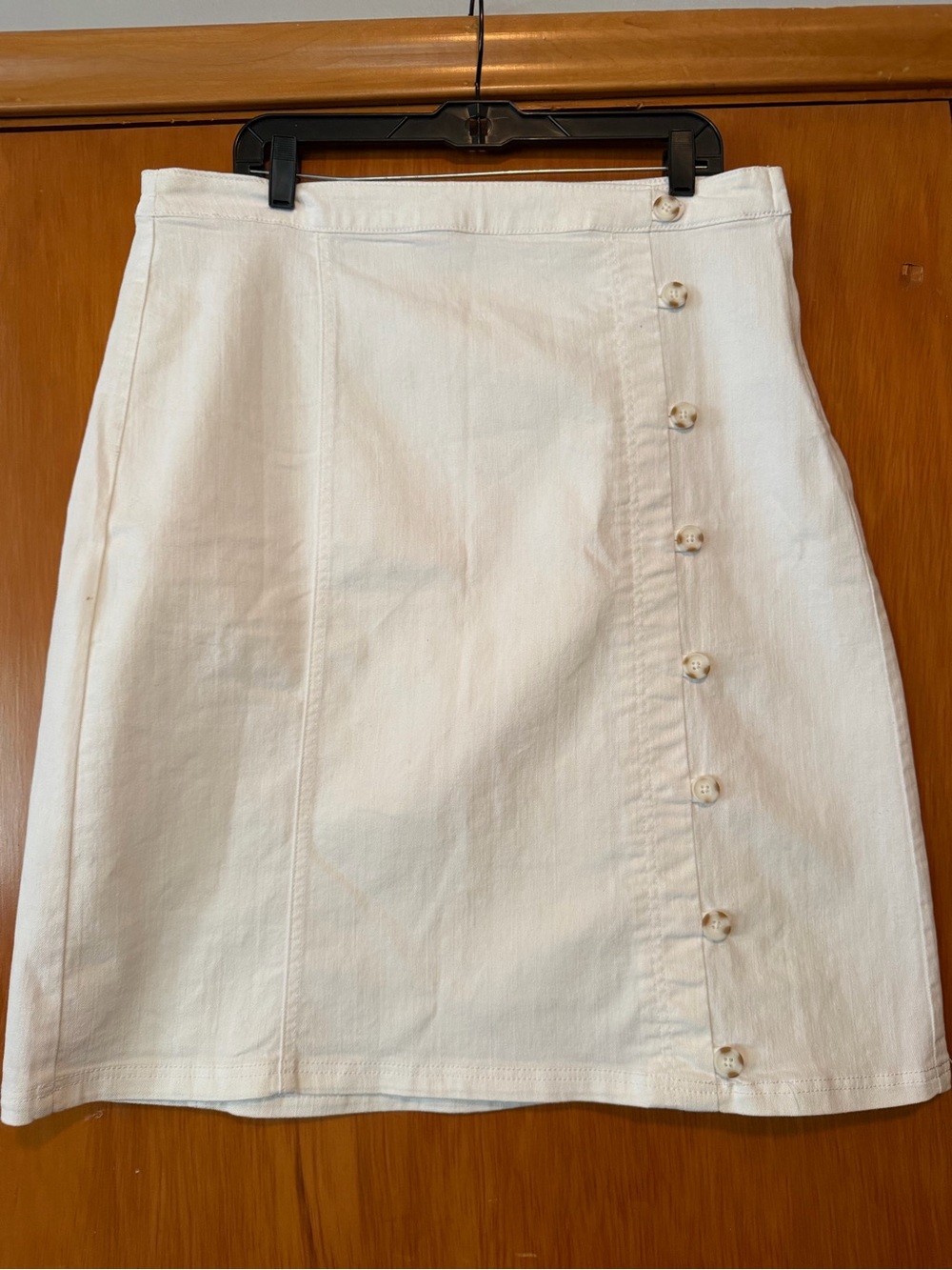 Christopher & Banks Ivory Button-Front Midi Skirt